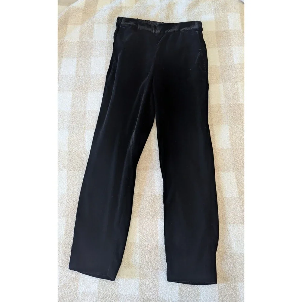 J.Crew Jamie Pant Black Velvet Pull-On Pants Women's Size 4 Elastic Waist Pocket